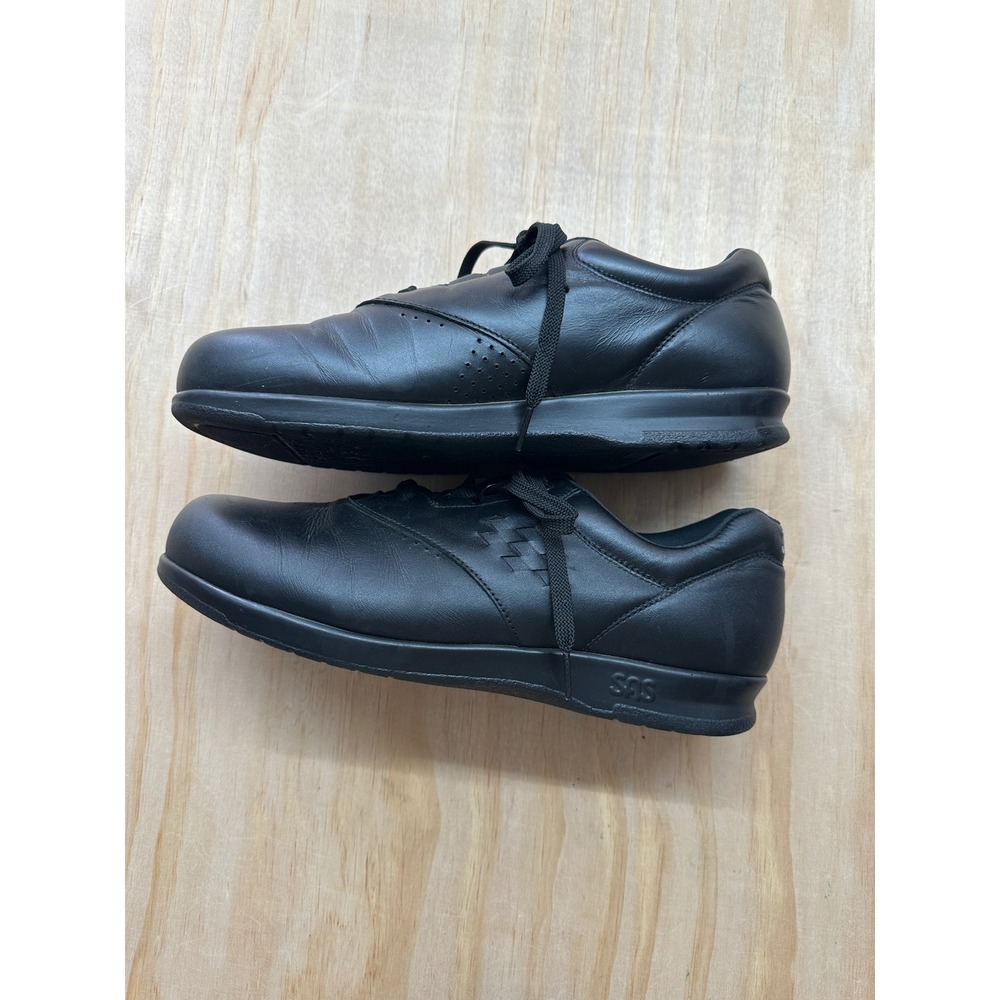 SAS Free Time Womens 10.5 M Black‎ Leather Walking Shoes Lace Up Sneakers USA